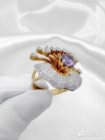 Золотое кольцо с бриллиантами 583 / 9.97 гр