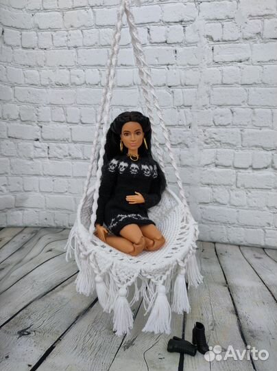 Кресло подвесное плетеное для кукол 1/6