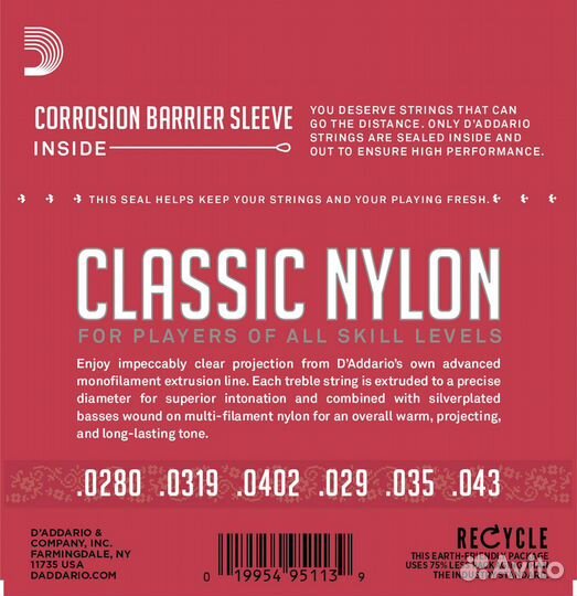 Струны для гитары нейлоновые Daddario EJ27N