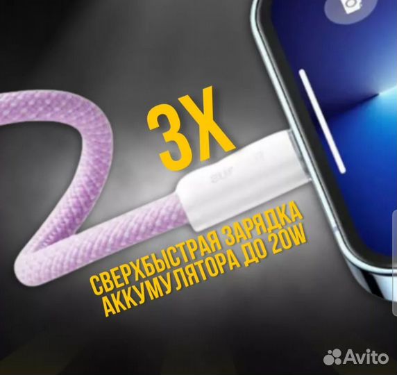 Провод для iPhone 2 метра Type C на Lightning