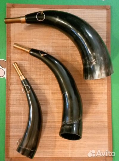 Горн,рог,сигнал,из натурального рога буйвола.Новый
