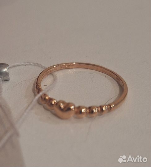 Кольцо серебро с сердечком как золотое
