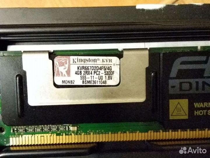 Память fbdimm KVR667D2D4F5/4G Kingston 4гб 8гб 2гб