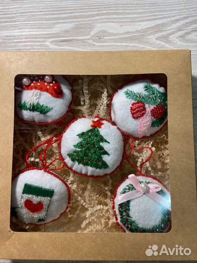 Набор ёлочных игрушек из фетра ручной работы