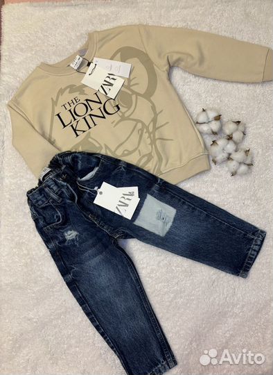 Костюм zara на мальчика 104 джинсы свитшот