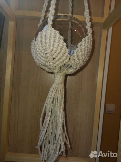 Кашпо для цветов подвесное макраме