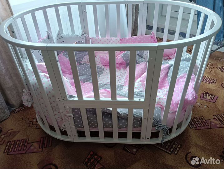 Детская кроватка трансформер с маятником