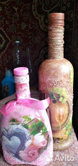 Бутылка стеклянная декупаж