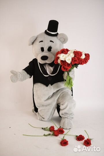 Белый Мишка Тедди ростовая кукла, аниматор