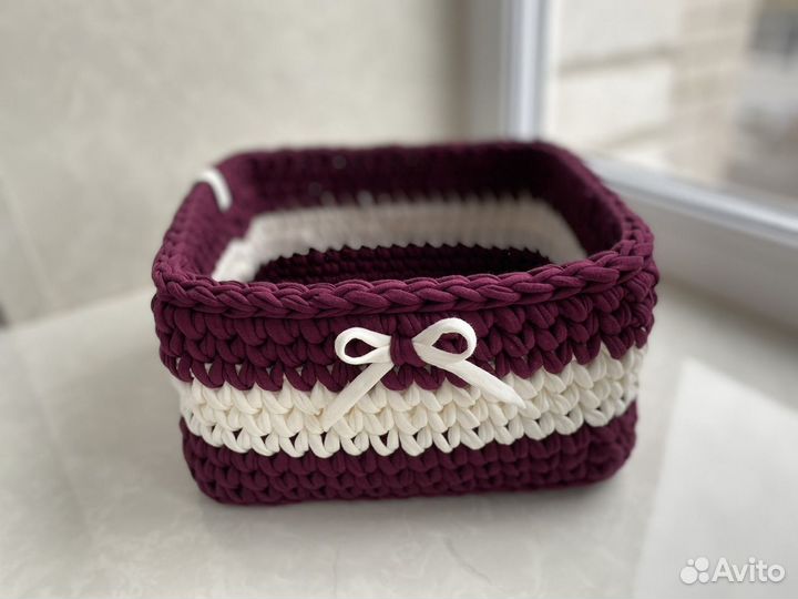 Корзинка из трикотажной пряжи