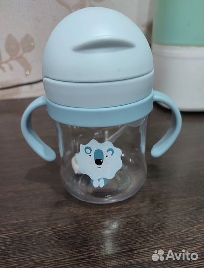 Новый детский поильник непроливайка с трубочкой