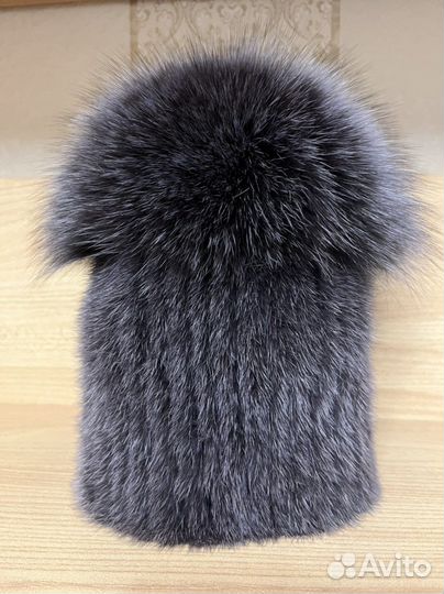 Шапка норковая с енотом
