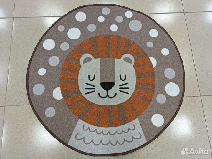 Коврик палас детский круг с животными 1 x 1 м