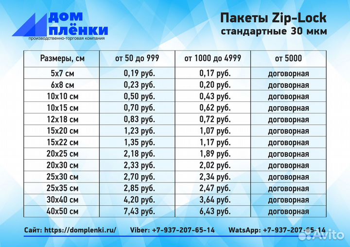 Пакет Zip-Lock 30*40см (гриппер)