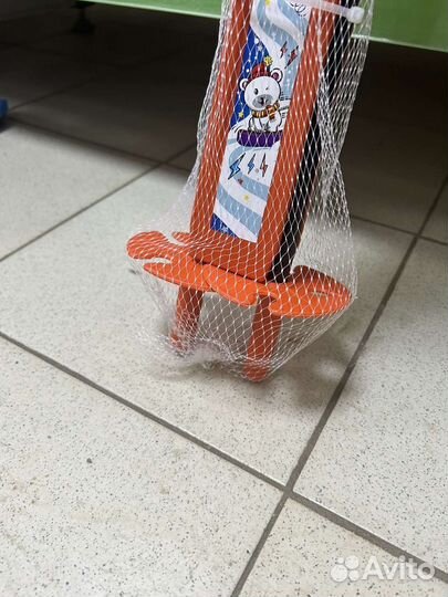 Лыжи детские 100 см оранжевые с палками