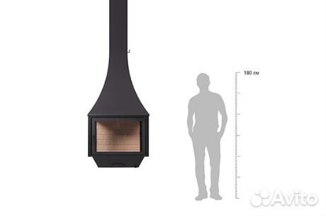 Камин пристенный подвесной на дровах