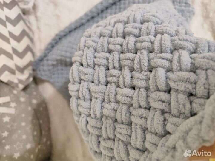 Плед вязаный плюшевый