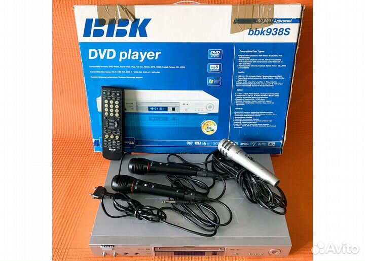 DVD плеер BBK938S с караоке, пульт ду, 3 микрофона