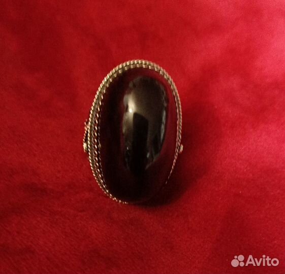 Перстень с большим обсидианом 19,5 р