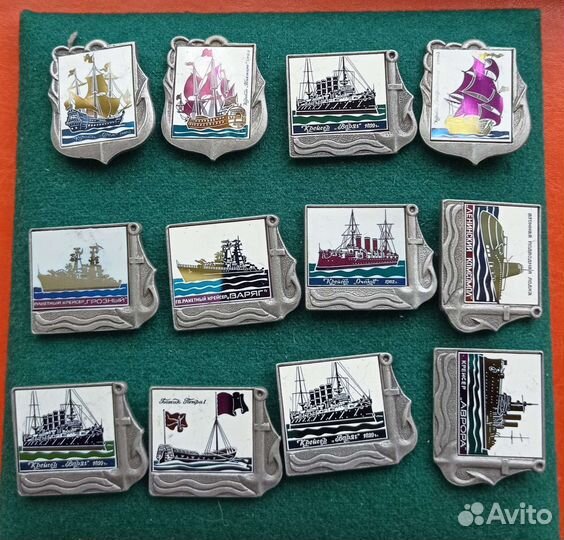 Набор значков Корабли России (ситал)