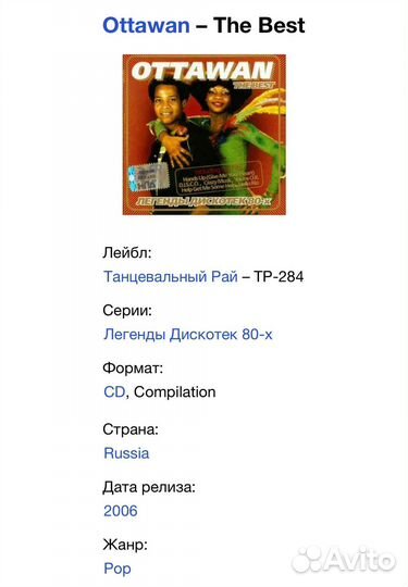 Ottawan - The Best CD Rus