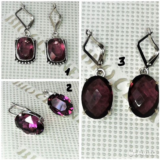 Серьги серебрение аметист С656