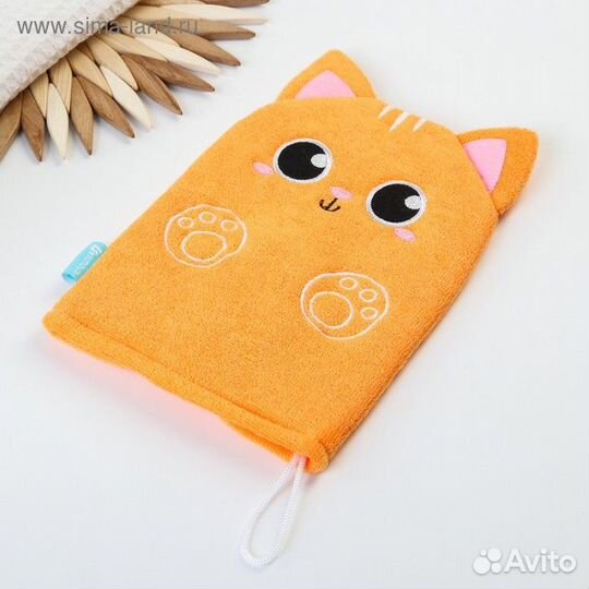 Игрушка-мочалка для купания из махры Котик