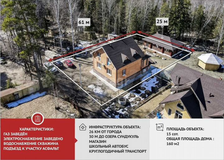 Дом 160 м² на участке 15 сот.