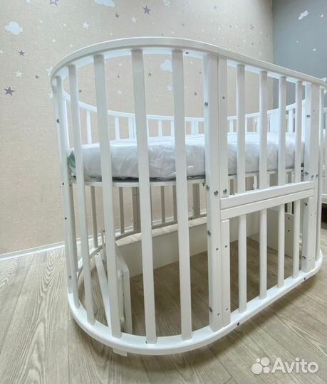 Кроватка-трансформер 7в1+маятник+2 жестких матраса