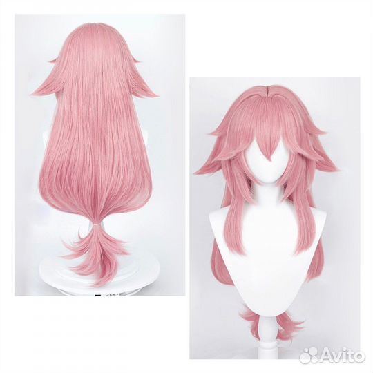 Парик Яэ Мико косплей геншин новый