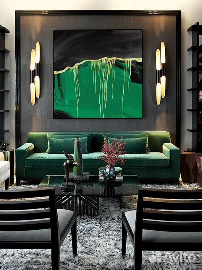 Картина маслом абстракция зелёная