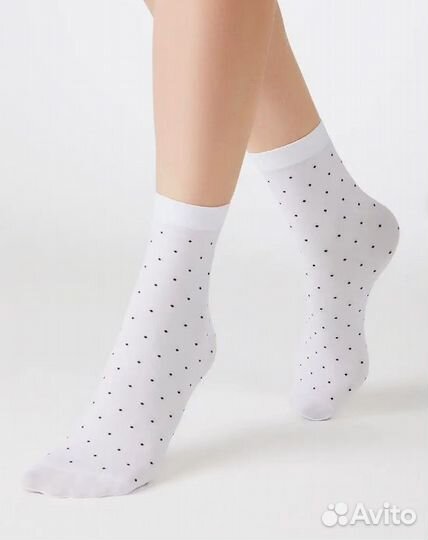 Носки MiNiMi Micro Pois 70 den белые в горошек