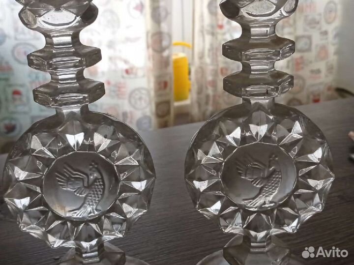 Хрустальные подсвечники, высота 23 см, как подсвеч