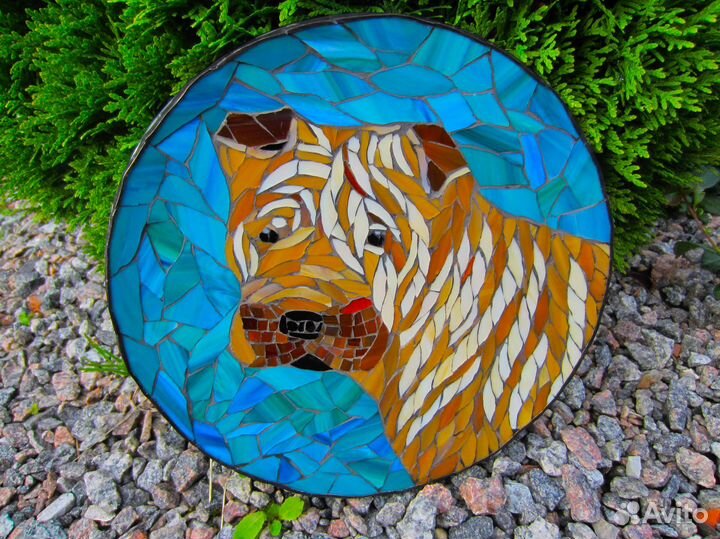 Шарпей Тарелка Мозаика из витражного стекла