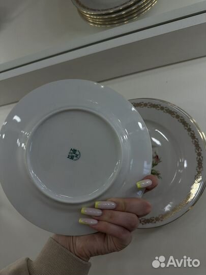 Набор фарфоровых тарелок роза (Чехословакия)