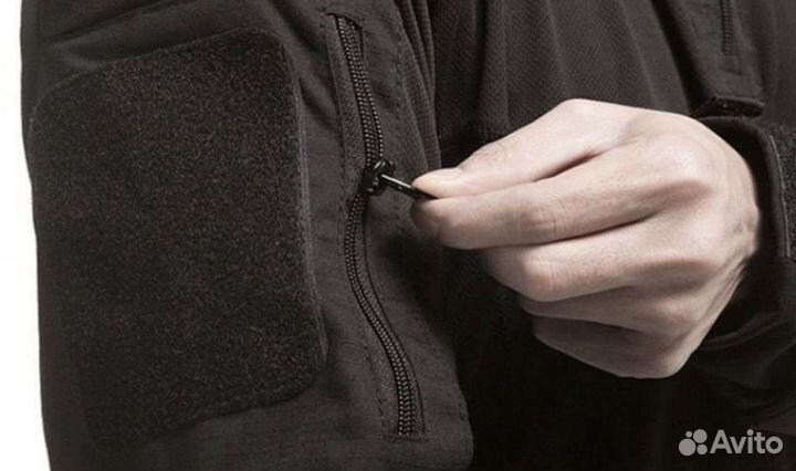 Тактический боевой костюм чёрный с бронежилетом