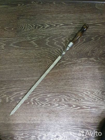 Шампур широкий для люля с деревянной ручкой