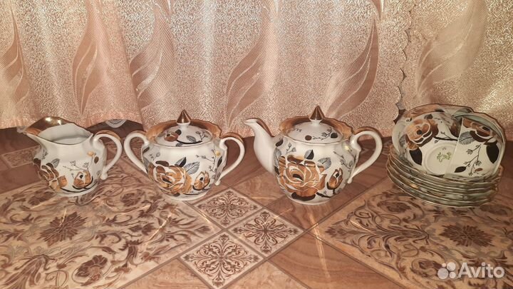Чайный сервиз золотая роза СССР