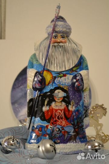 Дед Мороз деревянный ручная роспись