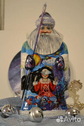 Дед Мороз деревянный ручная роспись