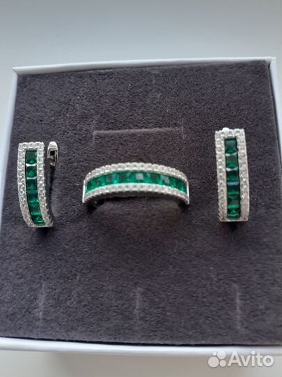 Серьги и кольцо серебро 925 проба