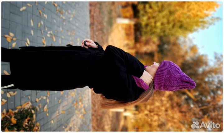 Вязаный комплект шапка и снуд женский новый