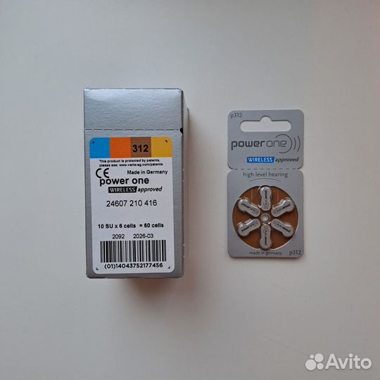 Батарейки для слуховых аппаратов Power One №312