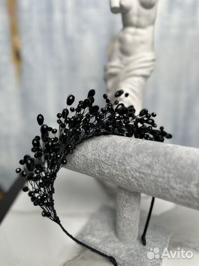 Черный ободок, диадема, плетеное украшение