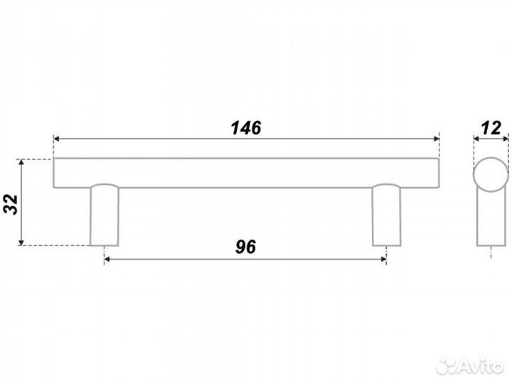 Ручка-рейлинг 96мм сатиновый хром R0260/96 RR002