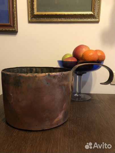 Медный ковш старинный, кашпо лофт