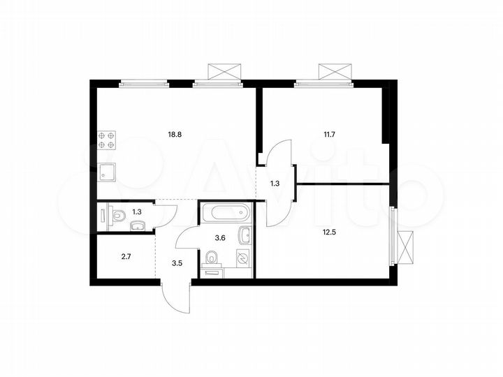 2-к. квартира, 55,4 м², 30/33 эт.