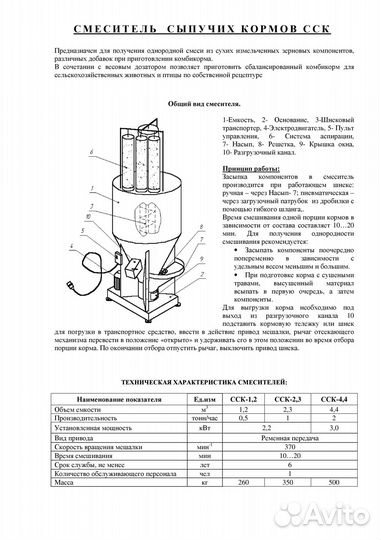 Смеситель корсов шнековый сск