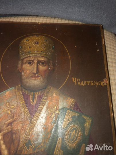 Старинная икона Николай Чудотворец