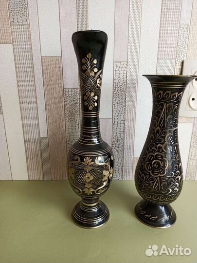 Ваза латунь, кувшин, поднос